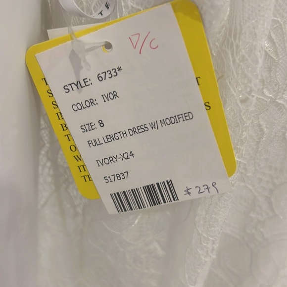 NWT SAMPLE AFTERSIX 6733 bride bridesmaid size 8 IVORY Lace Lux Chiffon PRISTINE - Picture 7 of 8